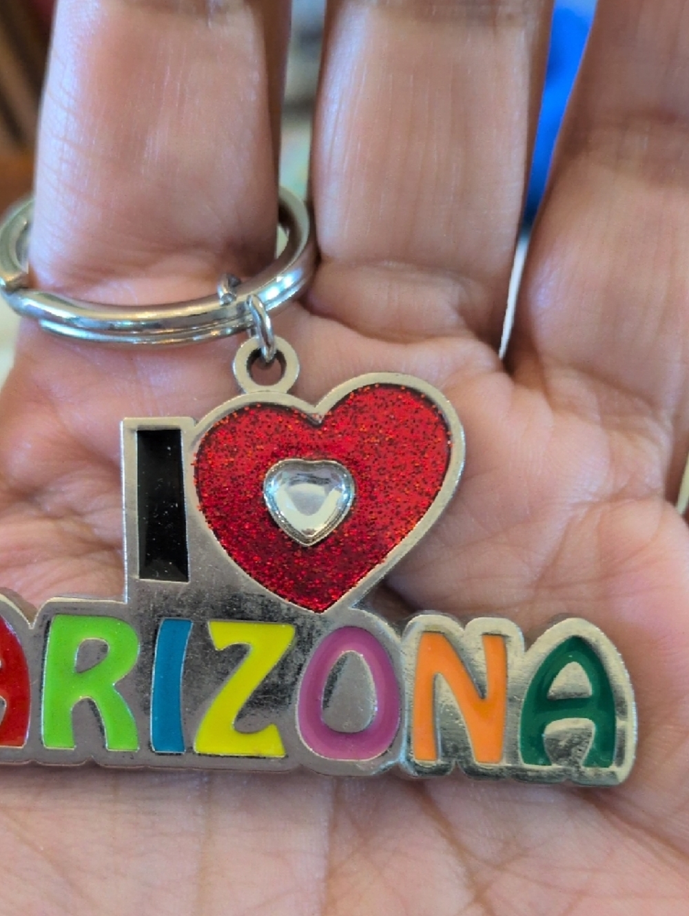 I Love Arizona Multicolor Heart Key Ring - Picture 4 of 4